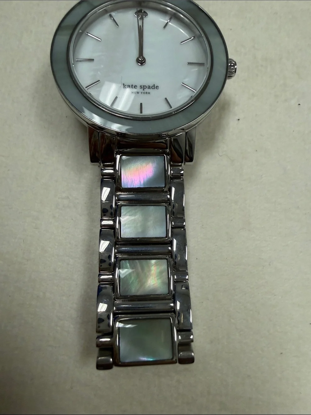 kate spade Silver and Mother of Pearl Round Bracelet Watch
